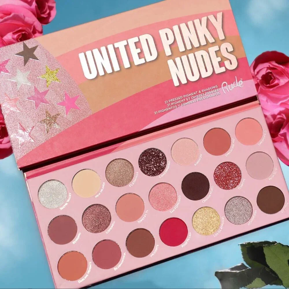 Rude Cosmetics United Pinky Nudes 21 Pressed Pigments, Glitter, and Eyeshadow